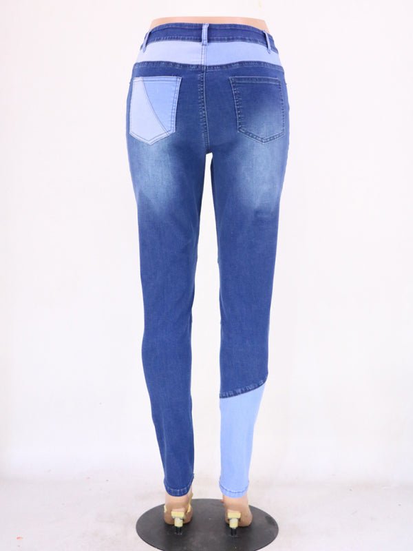 High Waist Colorblock Skinny Jeans - ElegantAlpha®