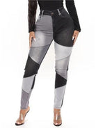 High Waist Colorblock Skinny Jeans - ElegantAlpha®