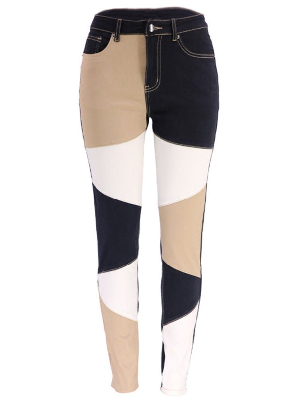 High Waist Colorblock Skinny Jeans - ElegantAlpha®