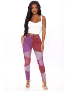 High Waist Colorblock Skinny Jeans - ElegantAlpha®