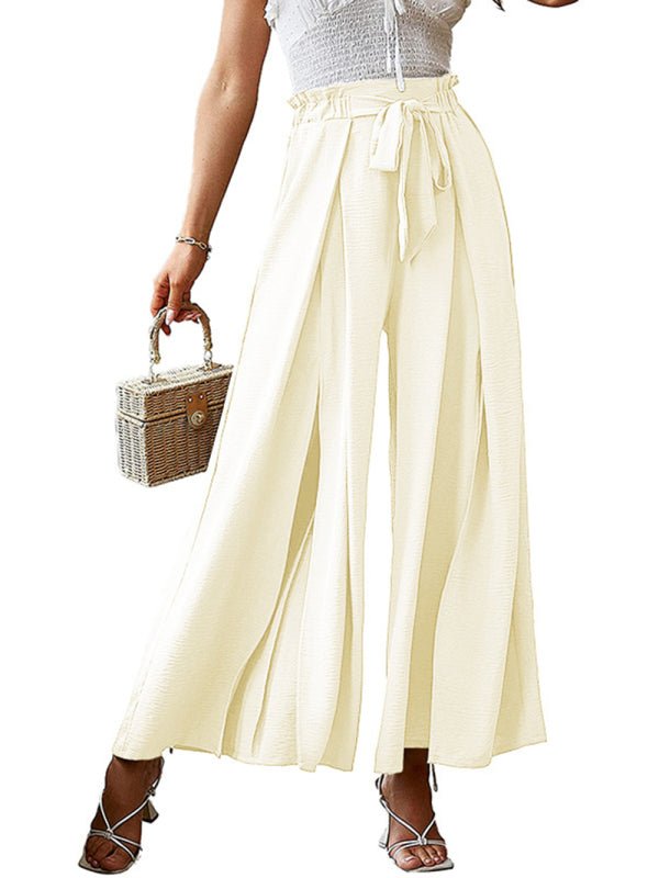 New bow loose high waist pleated wide leg pants - ElegantAlpha®