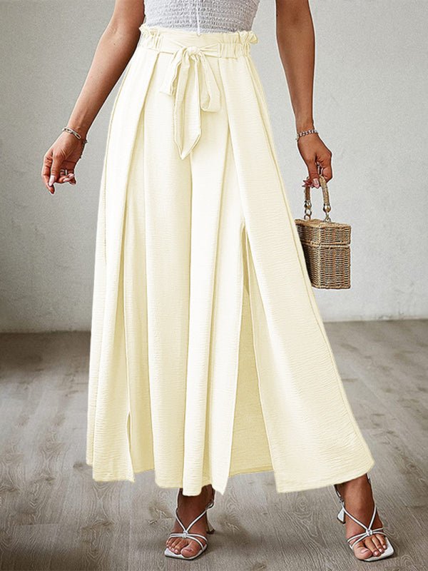 New bow loose high waist pleated wide leg pants - ElegantAlpha®