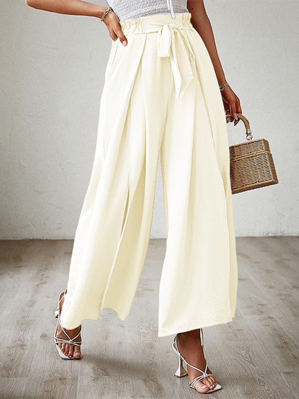 New bow loose high waist pleated wide leg pants - ElegantAlpha®