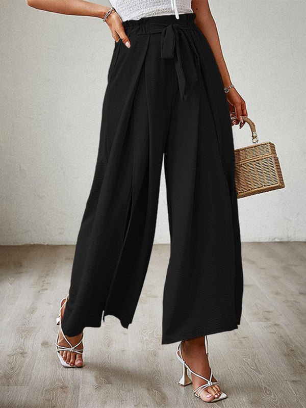 New bow loose high waist pleated wide leg pants - ElegantAlpha®