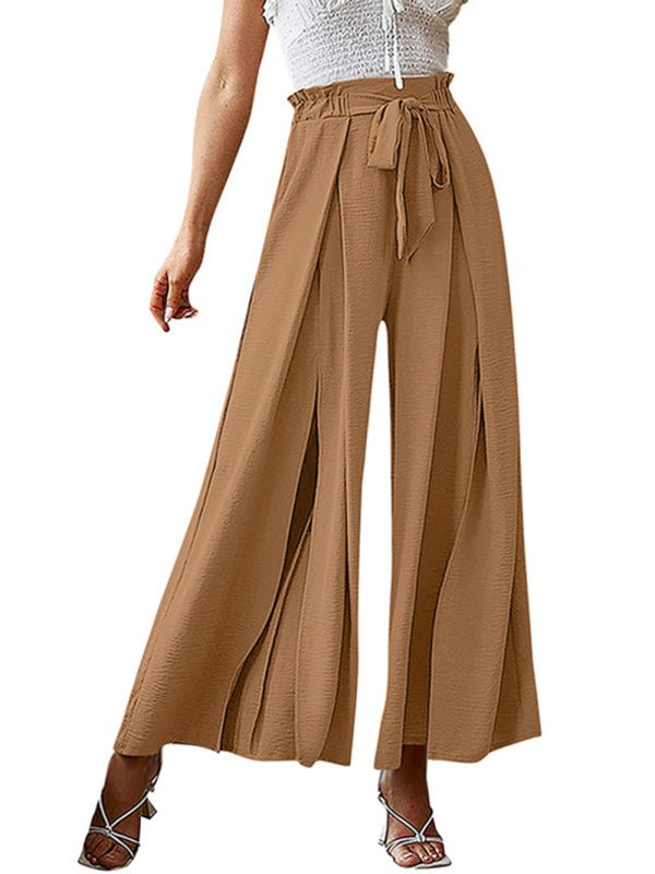 New bow loose high waist pleated wide leg pants - ElegantAlpha®