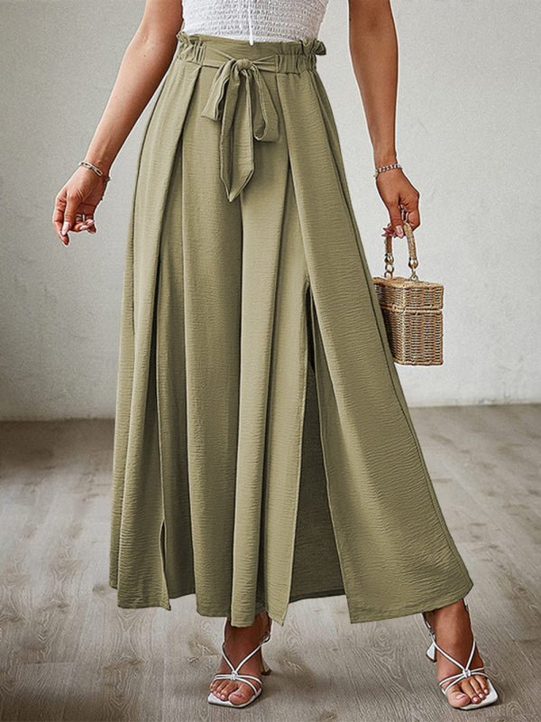 New bow loose high waist pleated wide leg pants - ElegantAlpha®