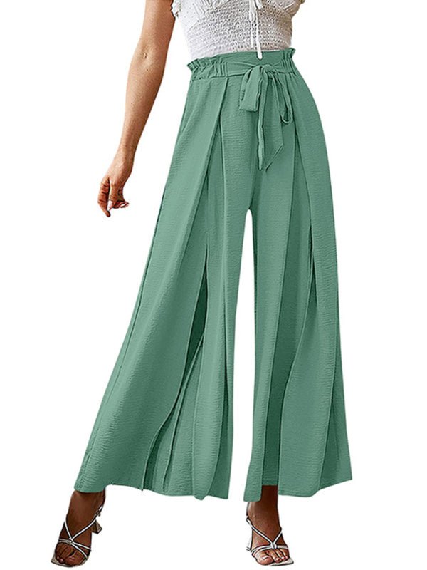 New bow loose high waist pleated wide leg pants - ElegantAlpha®