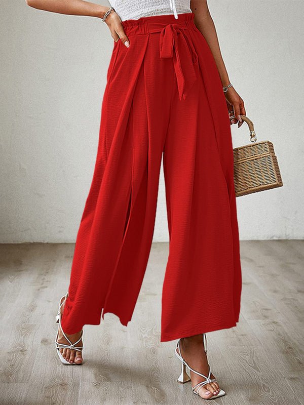 New bow loose high waist pleated wide leg pants - ElegantAlpha®