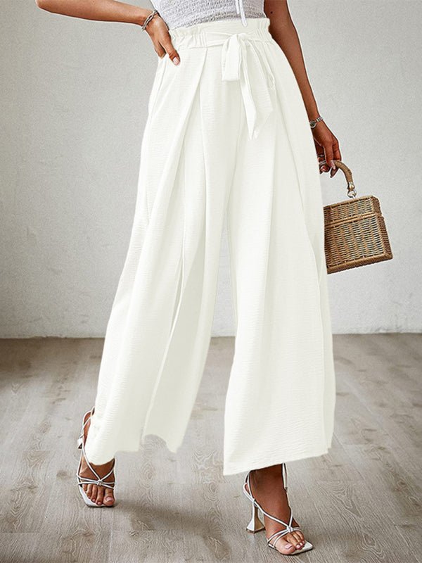 New bow loose high waist pleated wide leg pants - ElegantAlpha®