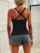 Solid Color Cross Neck Tank Top - ElegantAlpha®