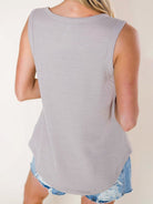 Solid Color Lace Up Waffle Knit Tank Top - ElegantAlpha®