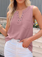 Solid Color Lace Up Waffle Knit Tank Top - ElegantAlpha®