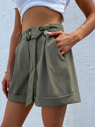 Belted High Waist Shorts - ElegantAlpha®