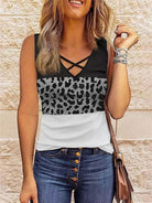 Leopard stitching V-neck top - ElegantAlpha®