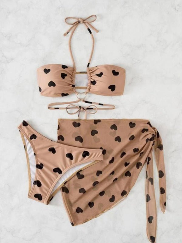 Heart Print Halter Bikini Swimsuit - ElegantAlpha®