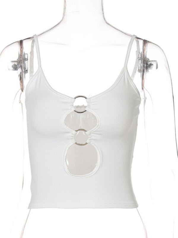 Fashionable chest hollow out navel slimming camisole top - ElegantAlpha®