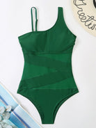 Solid Color One-Shoulder Swimsuit - ElegantAlpha®