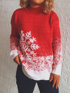 Half Turtleneck Long Sleeve Snowflake Sweater - ElegantAlpha®