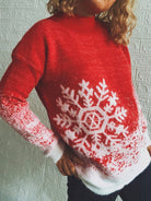 Half Turtleneck Long Sleeve Snowflake Sweater - ElegantAlpha®