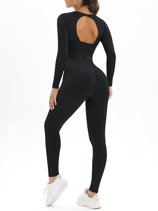 Body-fitting elastic long-sleeved sports two-piece suit - ElegantAlpha®