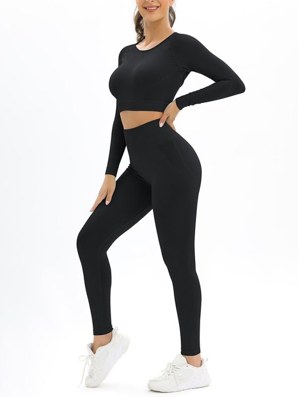 Body-fitting elastic long-sleeved sports two-piece suit - ElegantAlpha®