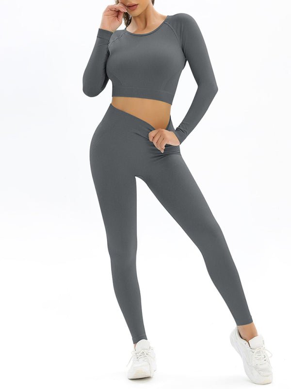 Body-fitting elastic long-sleeved sports two-piece suit - ElegantAlpha®