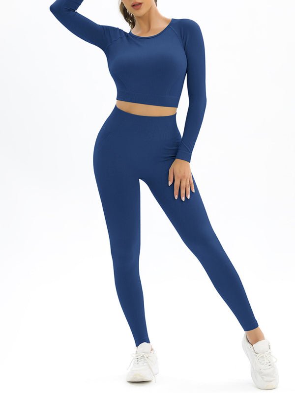 Body-fitting elastic long-sleeved sports two-piece suit - ElegantAlpha®