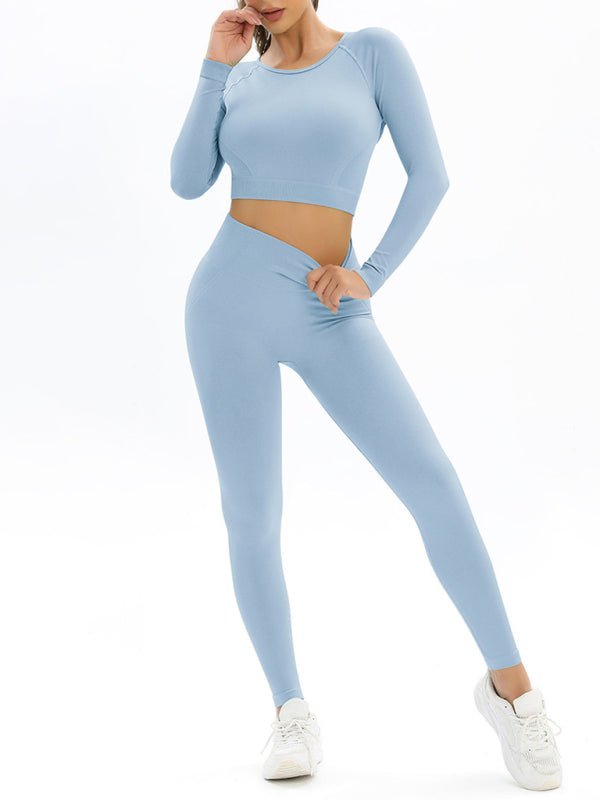 Body-fitting elastic long-sleeved sports two-piece suit - ElegantAlpha®