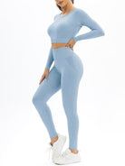 Body-fitting elastic long-sleeved sports two-piece suit - ElegantAlpha®