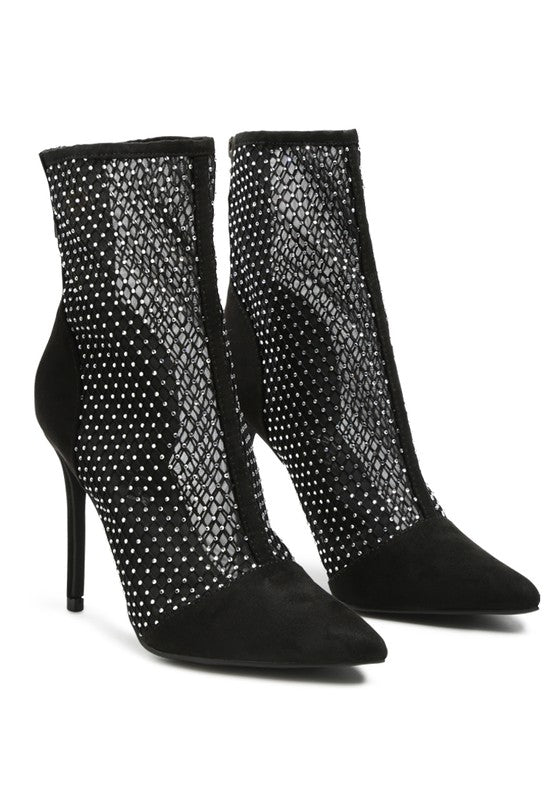 Jazz Rhinestone Embellished Mesh Boots - ElegantAlpha®