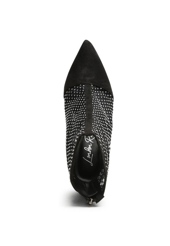 Jazz Rhinestone Embellished Mesh Boots - ElegantAlpha®