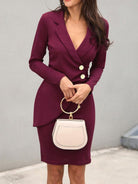 Ladies Elegant Slim Suit Collar Dress - ElegantAlpha®