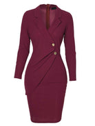 Ladies Elegant Slim Suit Collar Dress - ElegantAlpha®