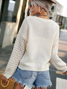 Long Sleeve White Knit Sweater - ElegantAlpha®