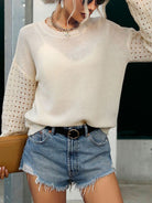 Long Sleeve White Knit Sweater - ElegantAlpha®