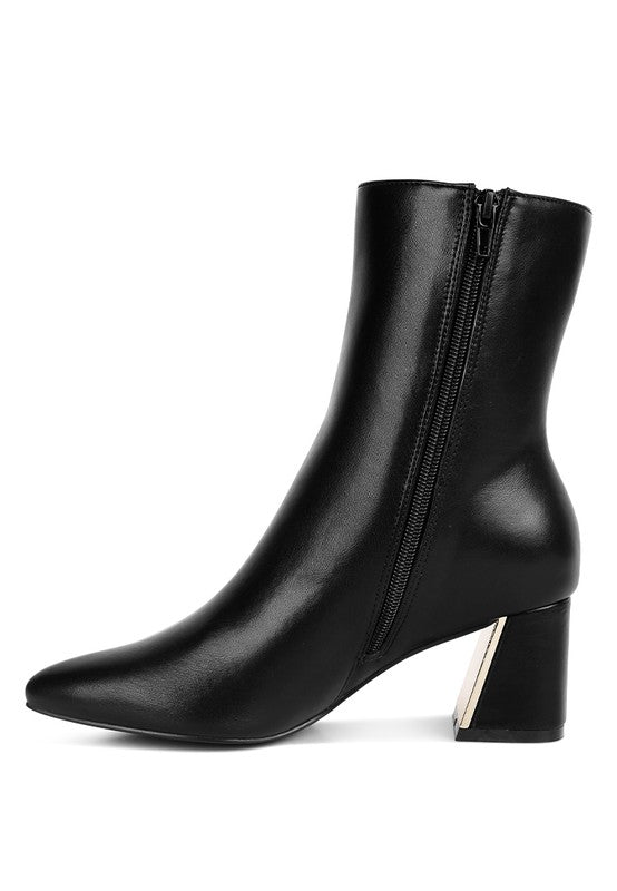 Metallic Accent Heel High Ankle Boots - ElegantAlpha®