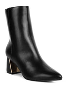 Metallic Accent Heel High Ankle Boots - ElegantAlpha®