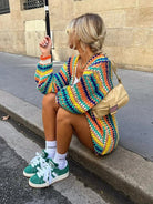 Multicolor Hand Crochet Sweater Cardigan - ElegantAlpha®