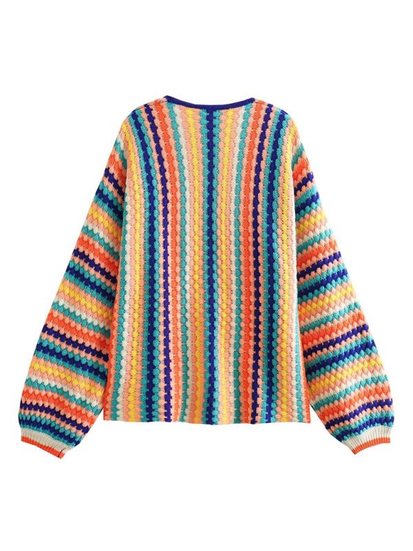 Multicolor Hand Crochet Sweater Cardigan - ElegantAlpha®