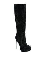 Nebula Rhinestone Embellished Stiletto Calf Boots - ElegantAlpha®