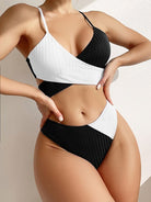 Color Block Cross Front Bikini Set - ElegantAlpha®