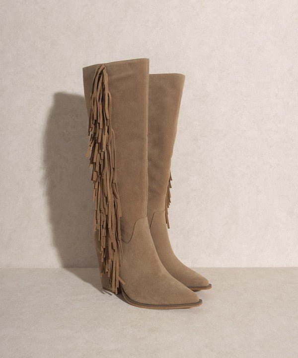 OUT WEST - Knee-High Fringe Boots - ElegantAlpha®