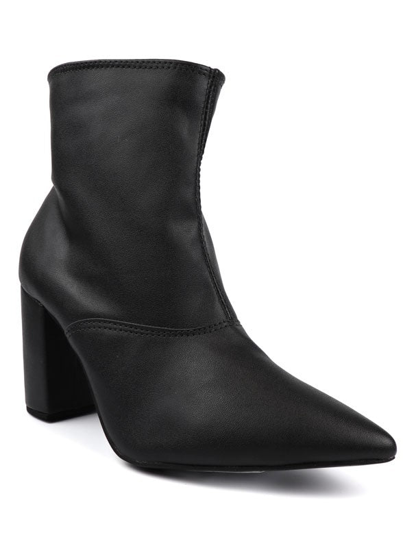 Pointed Toe Bootie with a Block Heel - ElegantAlpha®