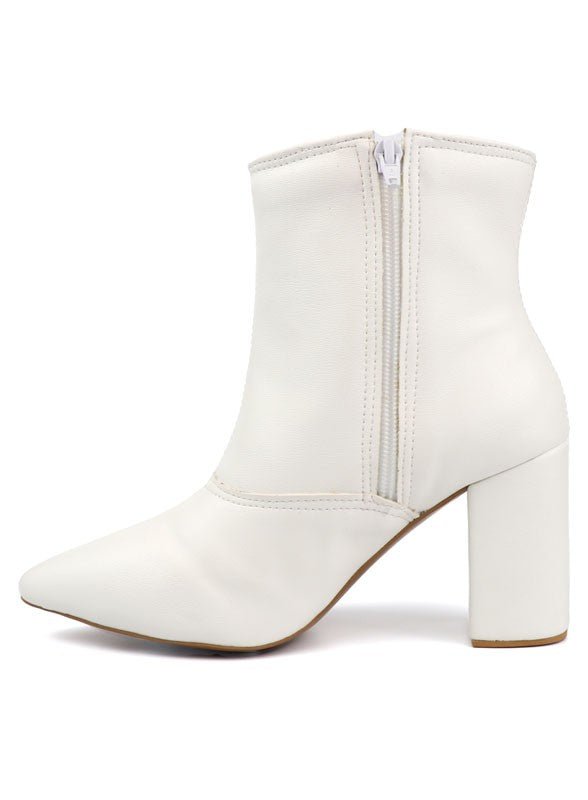 Pointed Toe Bootie with a Block Heel - ElegantAlpha®