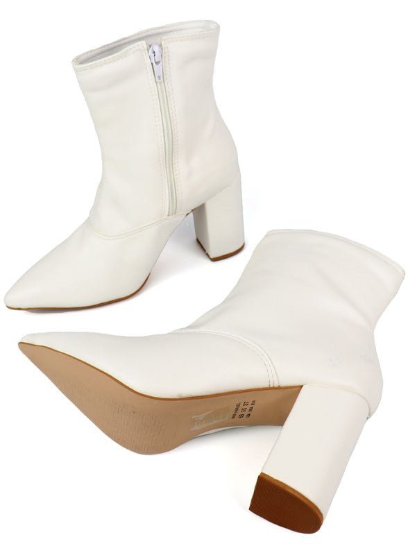 Pointed Toe Bootie with a Block Heel - ElegantAlpha®