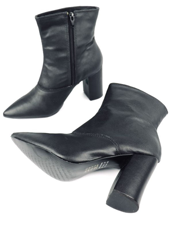 Pointed Toe Bootie with a Block Heel - ElegantAlpha®