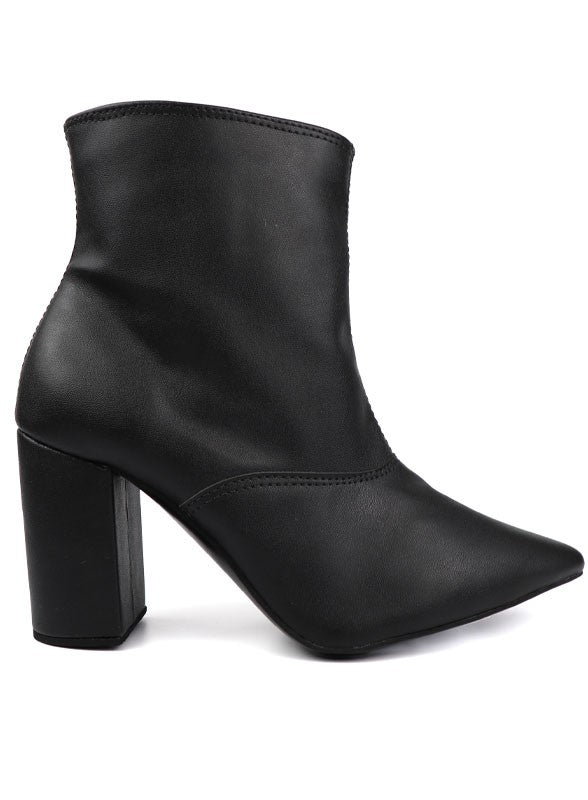 Pointed Toe Bootie with a Block Heel - ElegantAlpha®