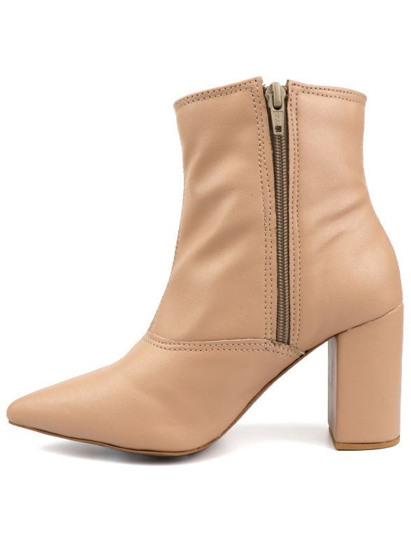 Pointed Toe Bootie with a Block Heel - ElegantAlpha®