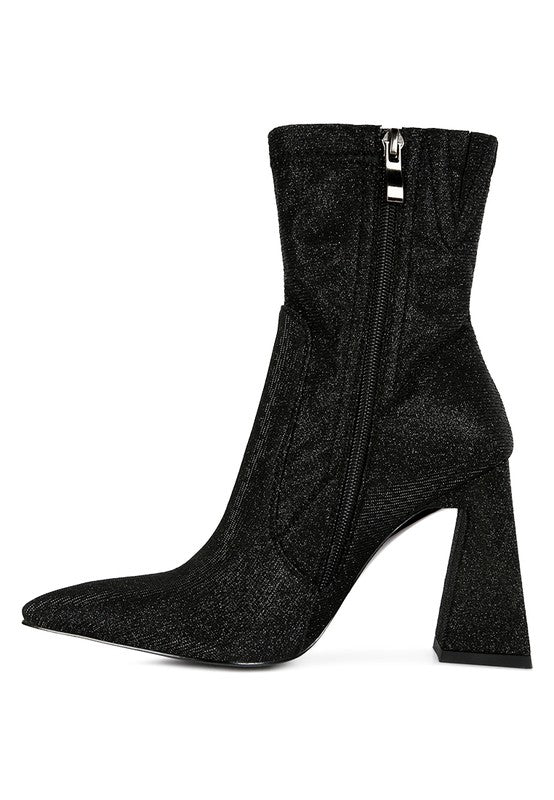 Shimmer Block Heeled Ankle Boots - ElegantAlpha®