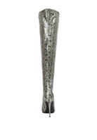 Snake Print Stiletto Knee Boots - ElegantAlpha®